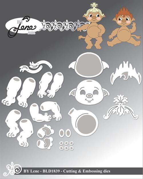 By Lene dies Baby trolls Lille trold Ansigt 3,6x2,2cm